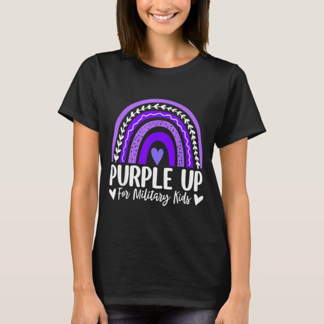Camiseta Roxo para Cima para o Mês do Arco-Íris de Crianças (Frente)