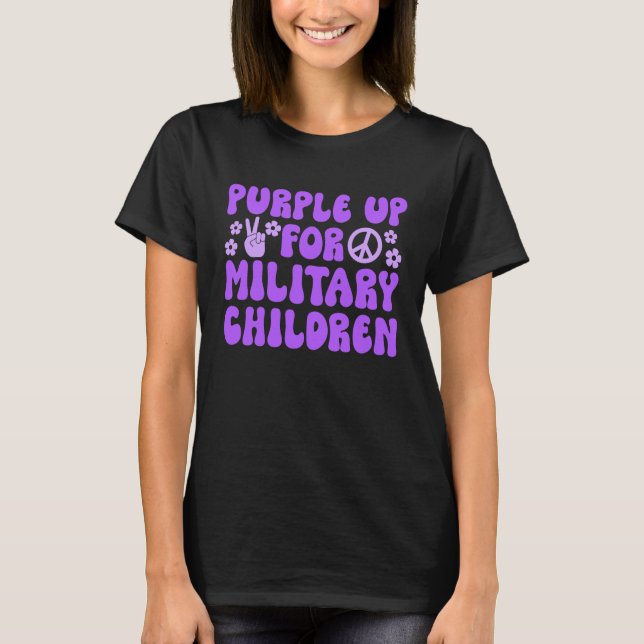 Camiseta Roxo para Crianças Militares (Frente)