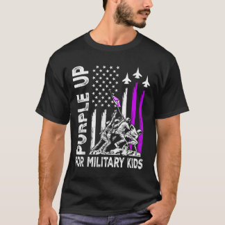 Camiseta Roxo Para Crianças Militares Bandeira Filho Milita