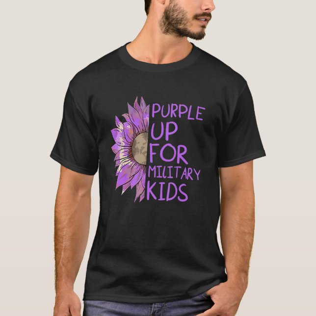 Camiseta Roxo Para Crianças Militares Bra Militar De Girass (Frente)