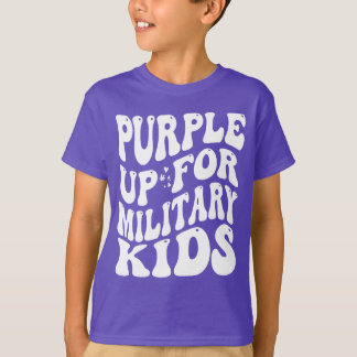 Camiseta roxo para crianças militares crianças militares