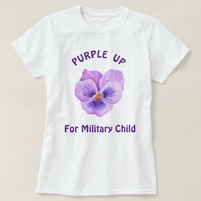 Camiseta Roxo Para Crianças Militares Filho Militar (Frente do Design)