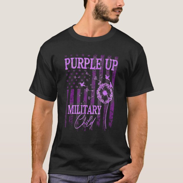 Camiseta Roxo Para Crianças Militares, Mês Dandelion Spark (Frente)
