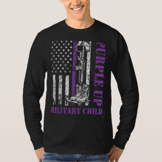 Camiseta Roxo Para Crianças Militares Mês De Criança Milita
