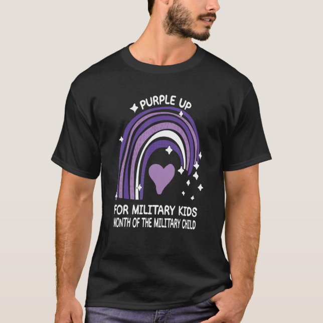Camiseta Roxo Para Crianças Militares Mês Do Exército (Frente)