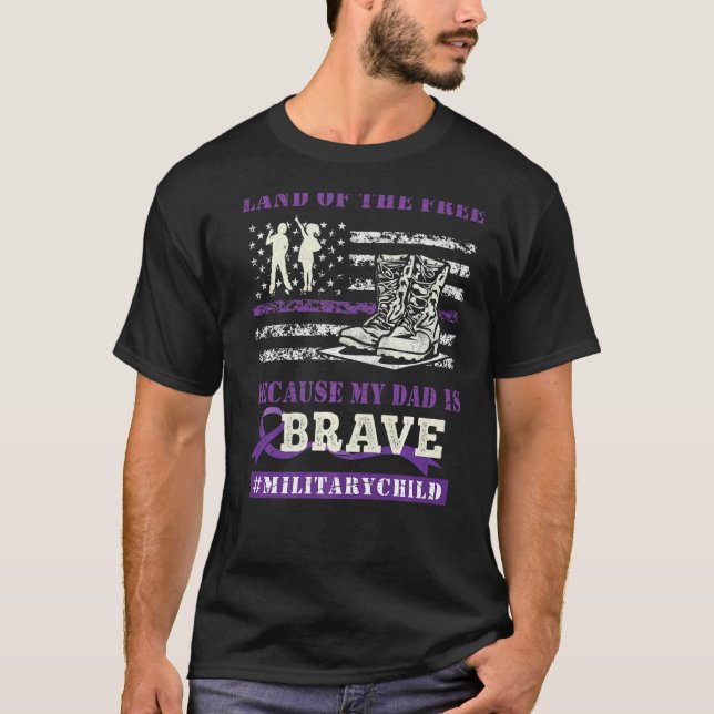 Camiseta Roxo Para Crianças Militares Terra De Grátis Meu P (Frente)