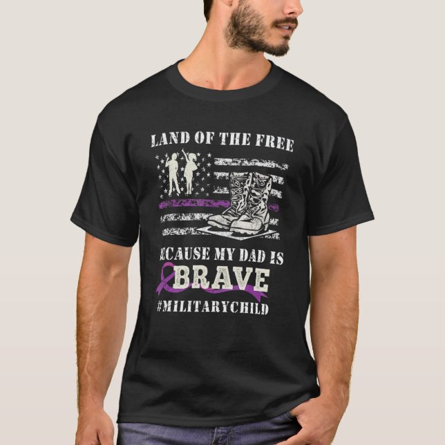 Camiseta Roxo Para Crianças Militares Terra De Grátis Meu P (Frente)