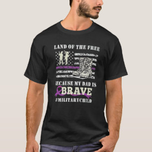 Camiseta Roxo Para Crianças Militares Terra De Grátis Meu P