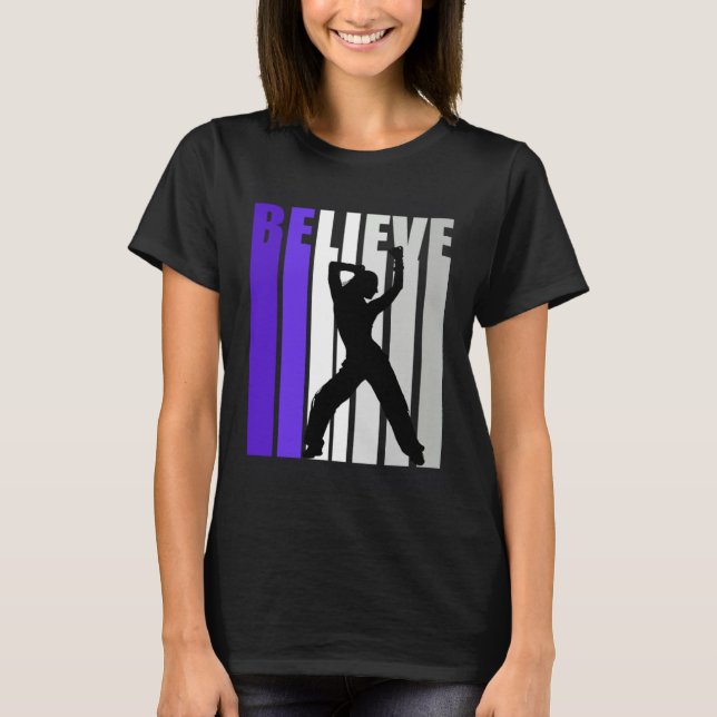 Camiseta Roxo Retro Motivational Girls Dance Girls Fan (Frente)