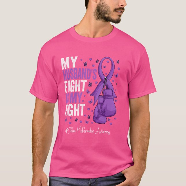 Camiseta Roxo Ribbon Marido Chiari Malformation Awarenes (Frente)