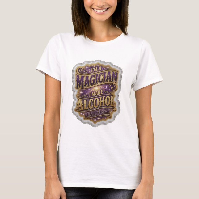 Camiseta Roxo SOU UM MAGO FAÇO COM QUE O ÁLCOOL DESAPAREÇA (Frente)