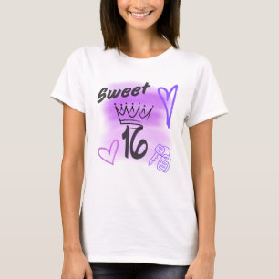 Camiseta Roxo Sweet 16 com Pincel Atomizador no Topo com um