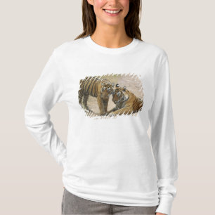 Camiseta Royal Bengal Tiger e jovem - tocando à frente,
