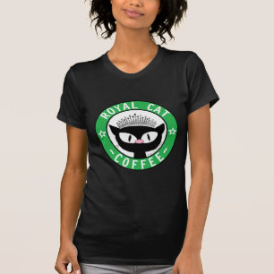 Camiseta ROYAL CAT CAFÉ Black Cat Logotipo de café