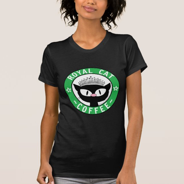 Camiseta ROYAL CAT CAFÉ Black Cat Logotipo de café (Frente)