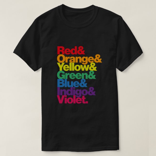 Camiseta ROYGBIV Rainbow on Black Essential (Frente do Design)