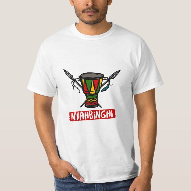 Camiseta RPapastamkos Reggae do tambor Nyahbinghi (Frente)