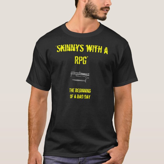 Camiseta rpg22-1, "Skinnys com um RPG", o começo de… (Frente)