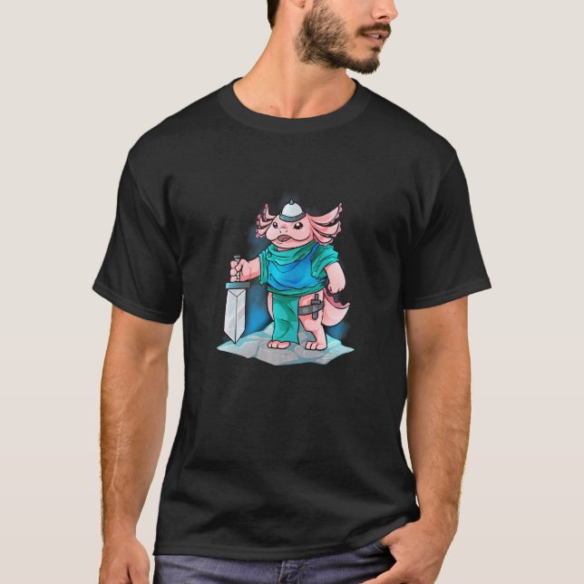 Camiseta Rpg Axolotl Warrior Role Playing Tabletop Video G (Frente)