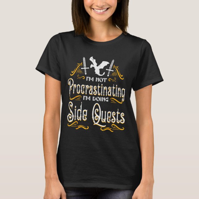 Camiseta Rpg Gamer Not Procrastinating Side Quest Funny Men (Frente)