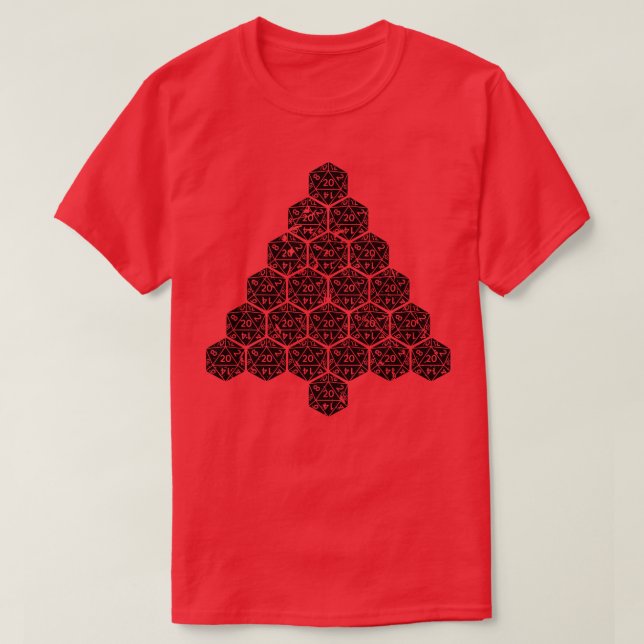 Camiseta RPG Polyhedral Dice Ugly Christmas D20 Roleplay (Frente do Design)