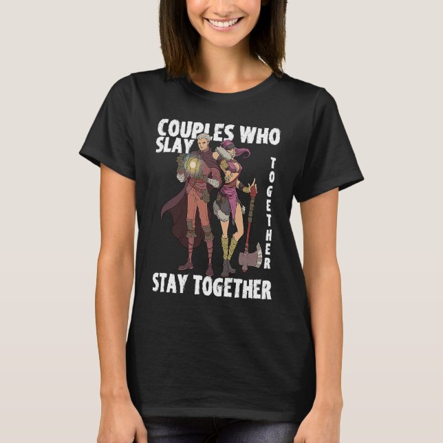 Camiseta RPG Role Play  Idea Valentine's Day Gamer Couple C (Frente)