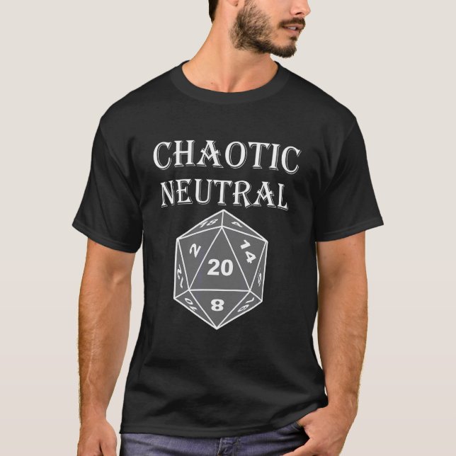 Camiseta Rpg Tabletop Neutral Chaótico D20 Dice (Frente)