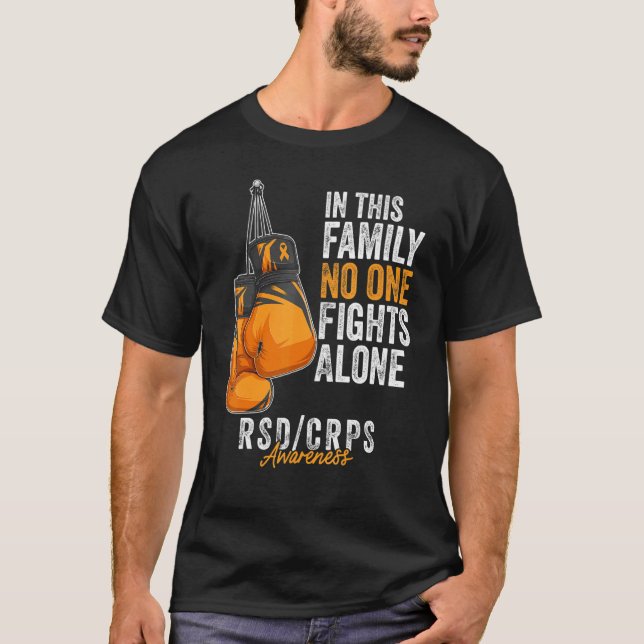 Camiseta RSD Mês de Consciência CRPS Luvas Fita Laranja (Frente)