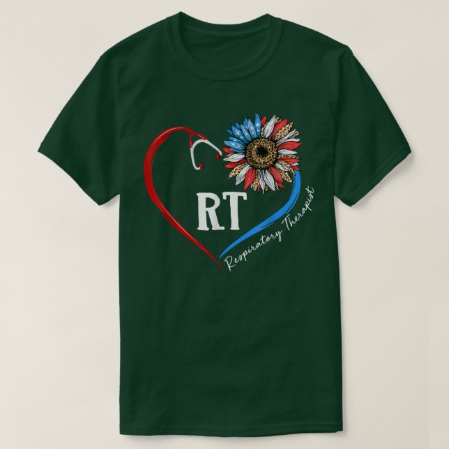 Camiseta RT Respiratory Therapist Sunflower Stethoscope Hea (Frente do Design)