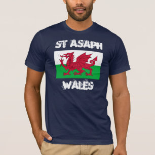 Camiseta Rua Asaph, Wales com bandeira de Galês