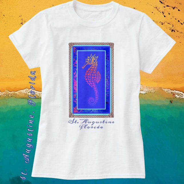Camiseta Rua. Augustine Florida Colorful Seacavalo T Shirt (Criador carregado)
