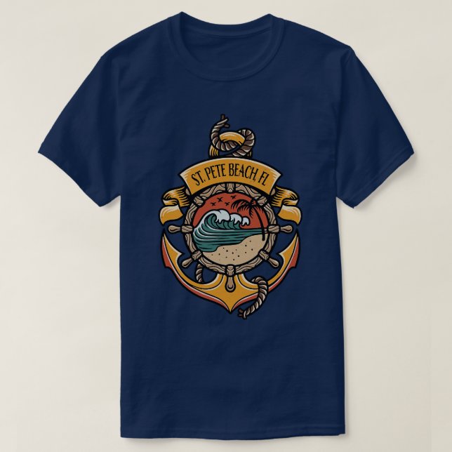Camiseta Rua Beach Florida West Coast Beaches Barco Fishin (Frente do Design)