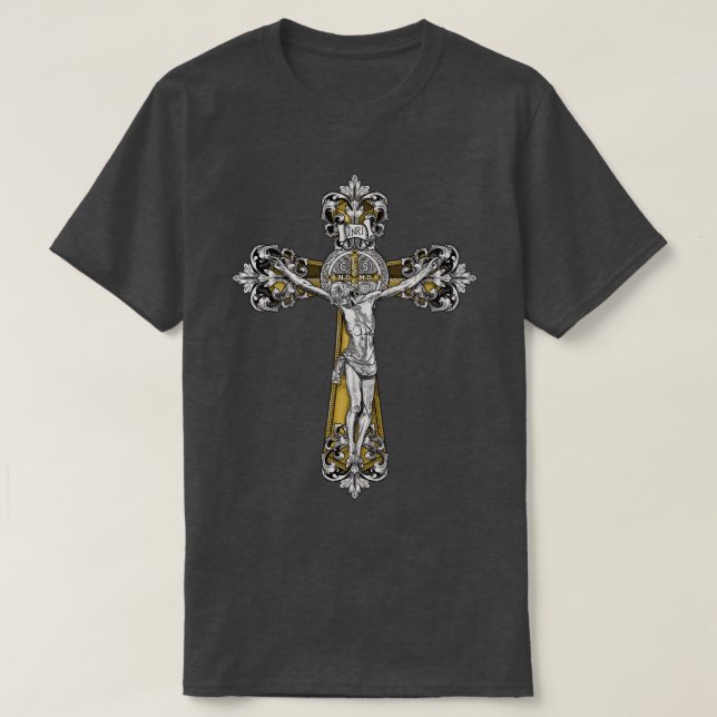 Camiseta Rua Benedict Cross Crucifix (Frente do Design)