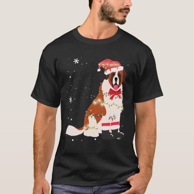 Camiseta Rua Bernard Dog Árvore de Natal Xmas Mamãe Pai pre (Frente)