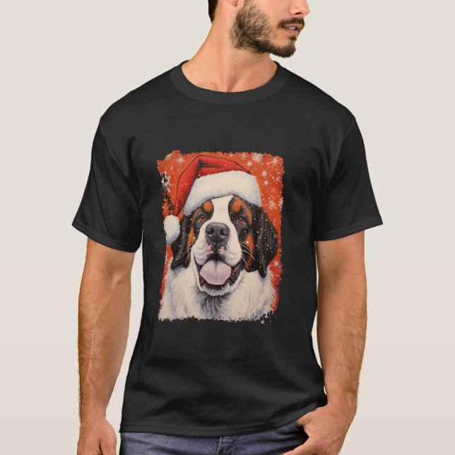 Camiseta Rua Bernard Dog Santo Bernard Christmas Long Sleev (Frente)