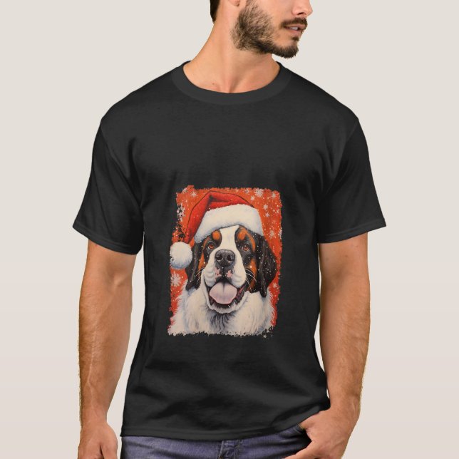 Camiseta Rua Bernard Dog Santo Bernard Christmas V Neck (Frente)