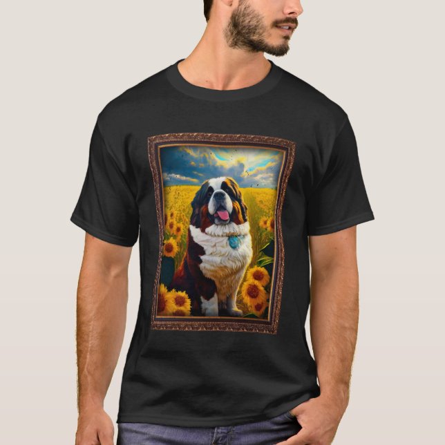 Camiseta Rua Bernard Pintura Flor de Girassol Mãe Mulheres  (Frente)