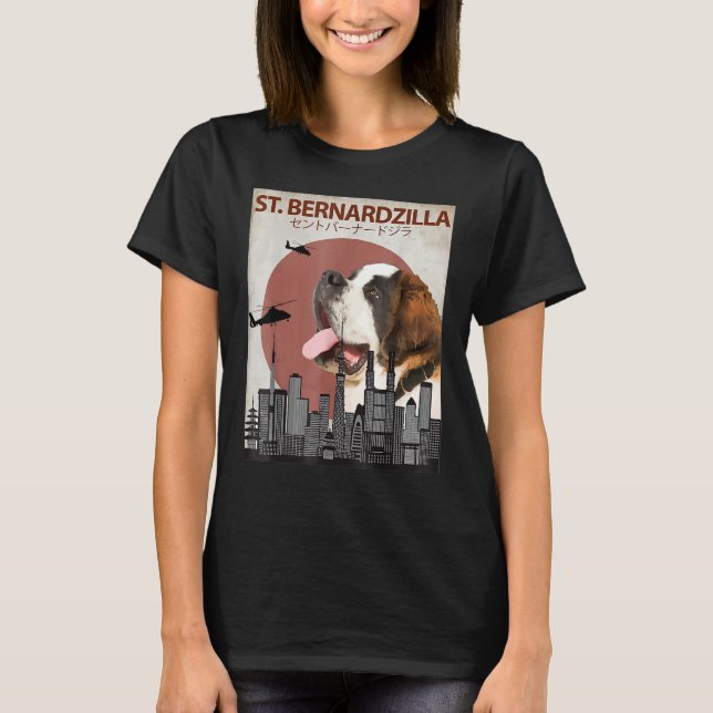 Camiseta Rua Bernardzilla Funny Santo Bernard Dog Lovers Su (Frente)