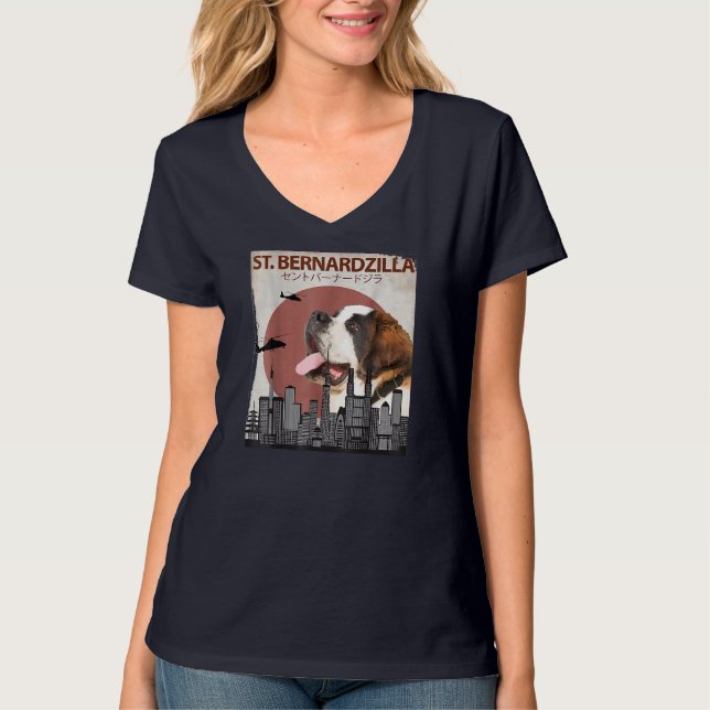Camiseta Rua Bernardzilla Funny Santo Bernard Dog Lovers Su (Frente)