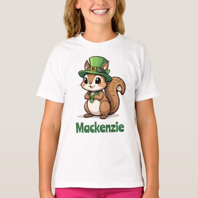 Camiseta Rua bonita, esquilo do dia de Patrick com chapéu v (Frente)