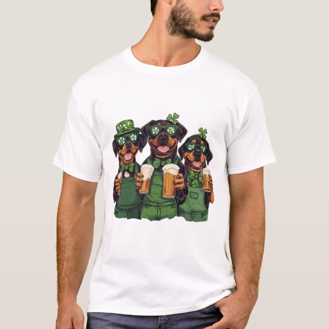 Camiseta Rua, Cachorros Rottweiler do Dia de Patrick (Frente)