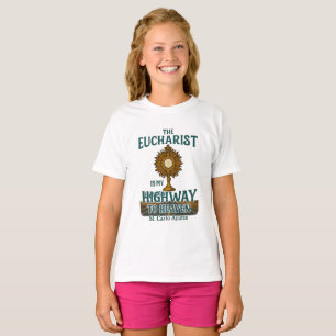 Camiseta Rua. Carlo Acutis Eucharist é a minha estrada para