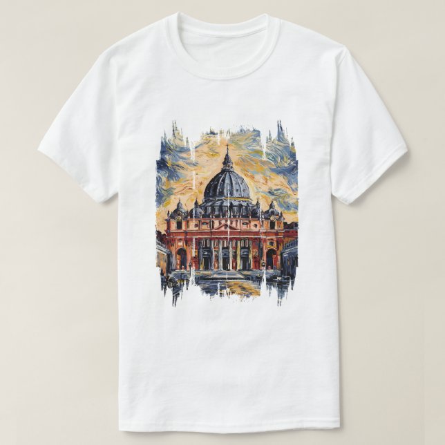 Camiseta Rua da Catedral vaticano, pintura Basilica de Pete (Frente do Design)