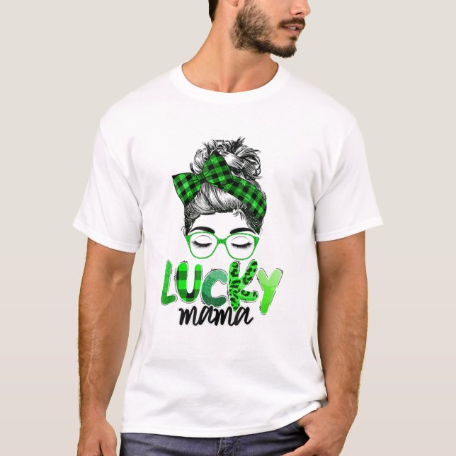 Camiseta Rua da mamãe sortuda, dia de Patrick, Xadrez de Bu (Frente)