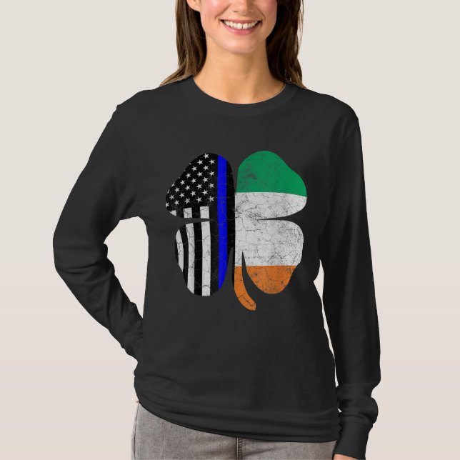 Camiseta Rua da Polícia de Bandeira da América Irlandesa. (Frente)