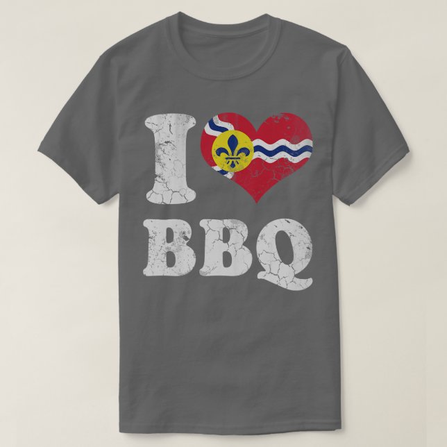 Camiseta Rua de amor Louis Missouri CHURRASCO Barbecue Gril (Frente do Design)
