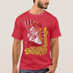 Camiseta Rua de Arte Geisha Lotus Demon do Esqueleto Inmort