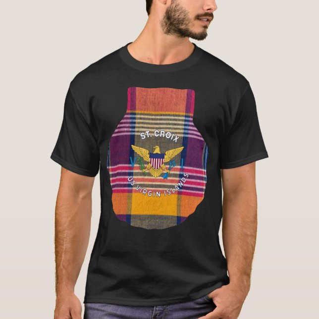Camiseta RUA de bandeira das Ilhas Virgens dos EUA. Xadrez  (Frente)
