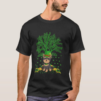 Camiseta Rua de cães do irlandês Shamrock Tree Yorkie Dia d