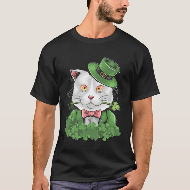 Camiseta Rua de Cat Patrick Day Shamrock irish Leprechaun K (Frente)